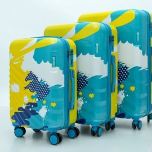 DesertWay Textured Hard-Sided Multicolor (Yellow) Trolley Suitcases Combo